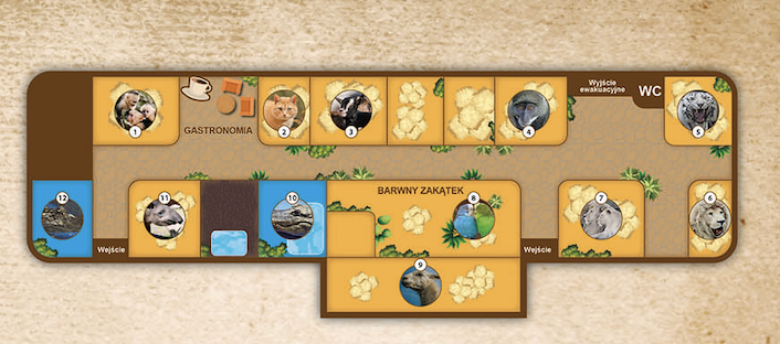 mapka z układem zwierząt w Egzotarium Zoo borysew